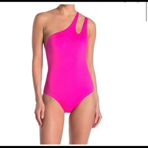 BECCA Asymmetrical Tie Back One-Piece Swimsuit